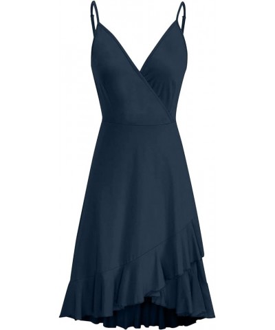 Women's Sexy Summer Dresses Dress Beach Knee Length Dress Adjustable Sling Dress Trendy Dresses 2023 B-navy $11.16 Dresses