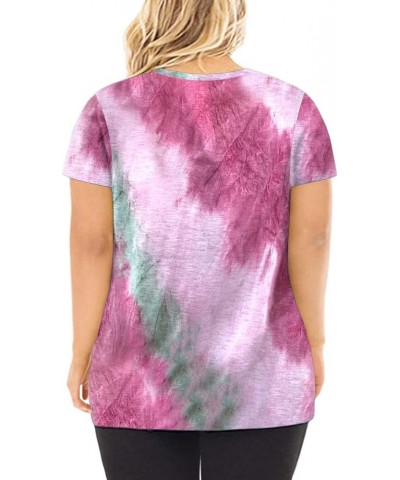 Women's Plus Size Knotted Tops Short Sleeve Tees Casual Tunics Blouses 02_tie Dye_062 $12.60 Shirts