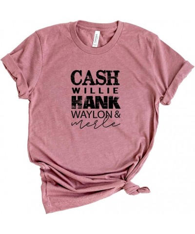 Cash Willie Hank Waylon & Merle - Country Life - Short Sleeve Graphic Tee Mauve_black Ink $11.44 T-Shirts