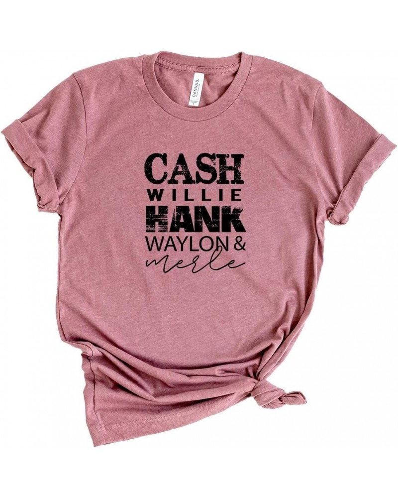 Cash Willie Hank Waylon & Merle - Country Life - Short Sleeve Graphic Tee Mauve_black Ink $11.44 T-Shirts