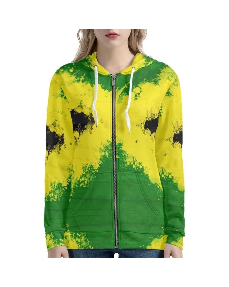 Women Tie Dye Hoodies With Zipper, Tops Long Sleeve Hoody with Kangaroo Pockets, Pullover Hooded Sweatshirt Jamaica Flag $21....