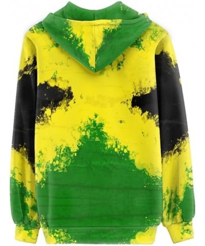 Women Tie Dye Hoodies With Zipper, Tops Long Sleeve Hoody with Kangaroo Pockets, Pullover Hooded Sweatshirt Jamaica Flag $21....