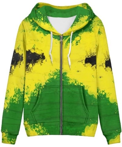 Women Tie Dye Hoodies With Zipper, Tops Long Sleeve Hoody with Kangaroo Pockets, Pullover Hooded Sweatshirt Jamaica Flag $21....