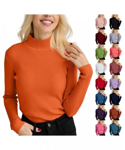 Sweaters for Women Turtleneck Sweater Ribbed Long Sleeve Top Knit Sweater Slim Fitted Basic Casual Tee Tops A-red $8.90 Sweaters