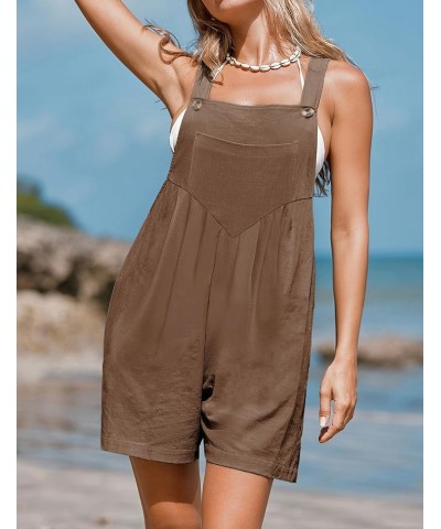 Overall Shorts for Women Summer Casual Loose Linen Short Overalls Jumpsuits Bib Rompers with Pockets Coffee $12.50 Overalls