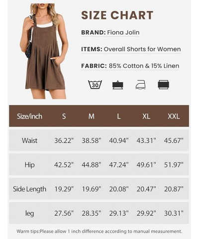 Overall Shorts for Women Summer Casual Loose Linen Short Overalls Jumpsuits Bib Rompers with Pockets Coffee $12.50 Overalls