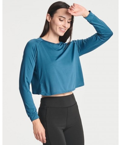 4 Pack: Women's Dry-Fit Long Sleeve Petal Back Crop Top - Athletic Cropped Tee (Available in Plus Size) plus-size Set 4 $26.0...