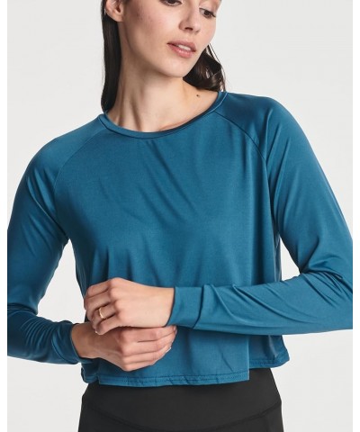 4 Pack: Women's Dry-Fit Long Sleeve Petal Back Crop Top - Athletic Cropped Tee (Available in Plus Size) plus-size Set 4 $26.0...