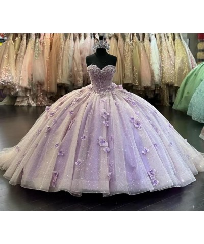 Princess Sweetheart Quinceanera Dresses Floral Lace Ball Gown Gliter Beaded Prom Dresses Red $54.06 Dresses