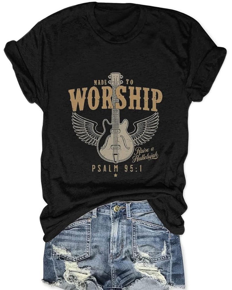 Women Nashville Shirts Vintage Guitar Graphic Tees Short Sleeve Tennessee Country Concert Outfit Tops Black $8.84 T-Shirts