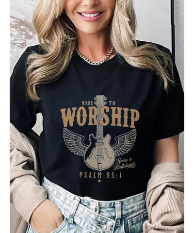 Women Nashville Shirts Vintage Guitar Graphic Tees Short Sleeve Tennessee Country Concert Outfit Tops Black $8.84 T-Shirts