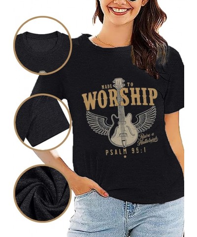 Women Nashville Shirts Vintage Guitar Graphic Tees Short Sleeve Tennessee Country Concert Outfit Tops Black $8.84 T-Shirts