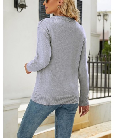 Women's Pullover Sweaters Long Sleeve Crewneck Cute Heart Knitted Casual Sweater Grey 231 $18.06 Sweaters