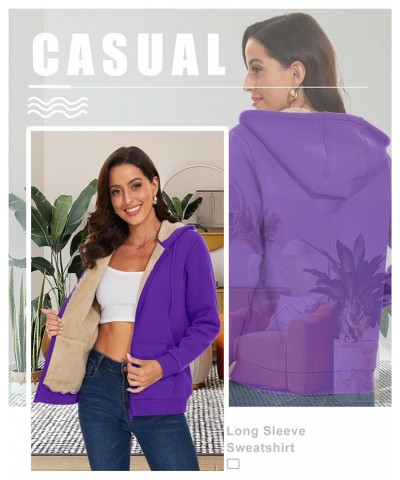 Women's Zip Up Hoodies Sherpa Fleece Lined Jacket for Women Winter Long Sleeve Sweatshirt with Pockets Purple $28.49 Jackets