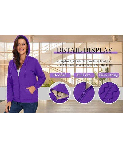 Women's Zip Up Hoodies Sherpa Fleece Lined Jacket for Women Winter Long Sleeve Sweatshirt with Pockets Purple $28.49 Jackets