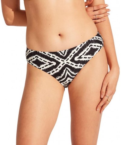 Women's Hipster Full Coverage Mid Rise Bikini Bottom Swimsuit Zanzibar Black $34.85 Swimsuits