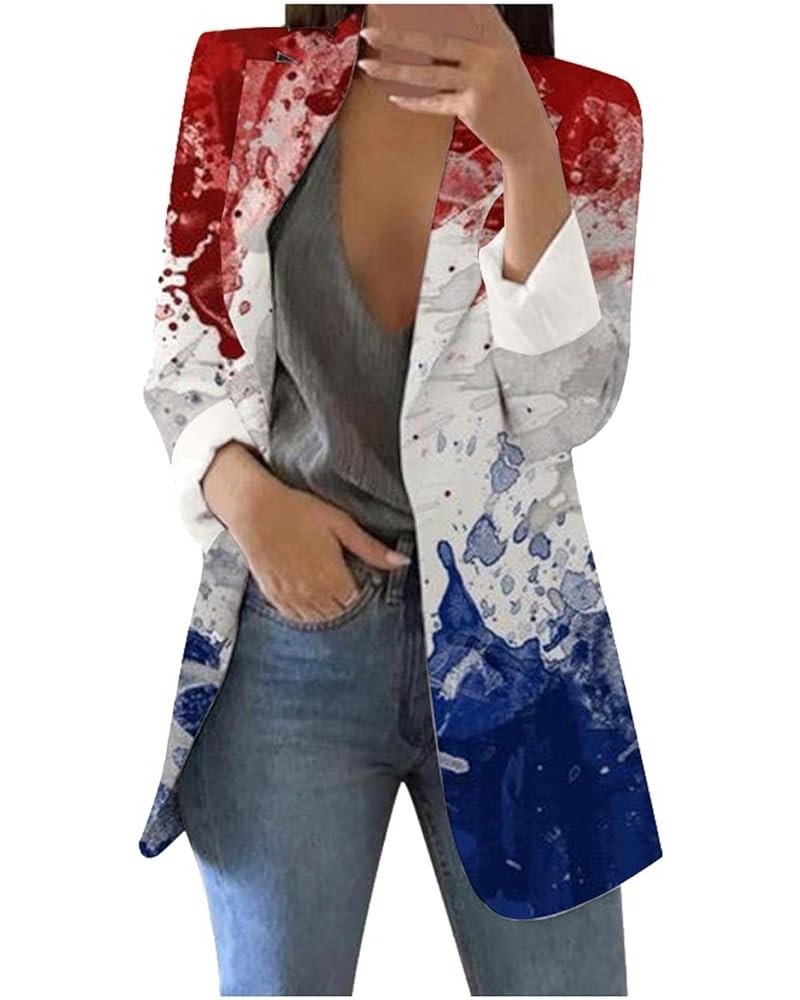 Casual Blazers Jacket for Women Long Sleeve Lapel Cardigan Open Front Printed Coat Fitted Office Work Elegant Patterned P29-r...