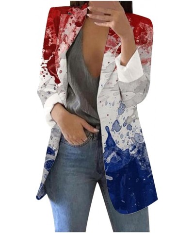 Casual Blazers Jacket for Women Long Sleeve Lapel Cardigan Open Front Printed Coat Fitted Office Work Elegant Patterned P29-r...