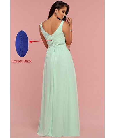 Women's V Neck Bridesmaid Dress with Slit,A Line Pleated Chiffon Formal Evening Prom Party Formal Gowns Royal Blue $29.61 Dre...