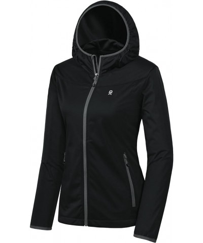 Women's Lightweight Hooded Softshell Jacket for Running Travel Hiking, Windproof, Water Repellent Black $25.48 Jackets