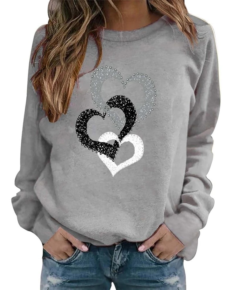 Valentines Sweatshirts for Women 2024 Funny Love Heart Graphic Print Shirts Casual Long Sleeve Tops Crewneck Pullover Sweater...