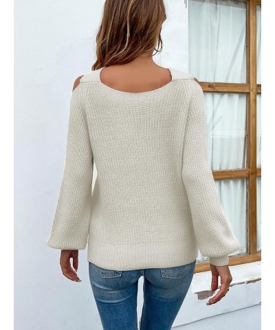 Women's 2023 Fashion Sexy Criss Cross Ribbed Knit Long Sleeve Pullover Casual Soft Off The Shoulder Sweater White $12.17 Swea...