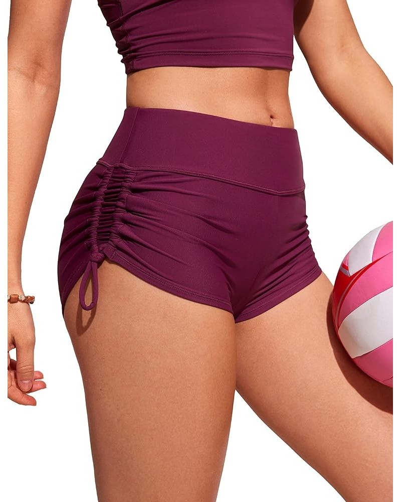 Womens Swim Shorts - High Waisted Bathing Suit Bottoms Adjustable Ruched Side Board Shorts Swimsuit Boy Shorts Fuchsia $14.50...