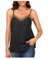 Chiffon Tank Top for Women V Neck Dressy Flowy Summer Tank Blouse Loose Fit Spaghetti Strap Cami Shirt mesh v neck Black-mesh...