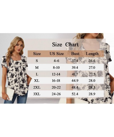 Womens Summer Tunic Tops Pleated Square Neck T Shirts Casual Petal Short Sleeve Blouses Petal Sleeve/Red $11.25 Tops