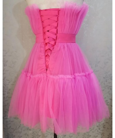 Women's Short Puffy Prom Dress Strapless Tulle Homecoming Dresses Mini Cocktail Party Poofy Tutu Gowns Orange-lace Up $31.00 ...