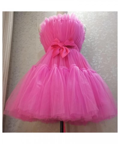 Women's Short Puffy Prom Dress Strapless Tulle Homecoming Dresses Mini Cocktail Party Poofy Tutu Gowns Orange-lace Up $31.00 ...