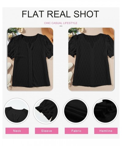 Womens Fashion Tops Cute Puff Sleeve Blouses for Women Dressy Casual Spring Summer Clothes Outfits for 2024 Black $12.32 Blouses