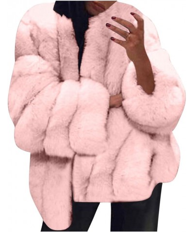 Winter Coats For Women 2023 Faux Fur Jacket Thickened Warm Fluffy Outerwear Coat Solid Trendy Casual Cropped Jackets G-pink $...