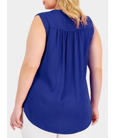 Womens Plus Size Tops Casual V Neck Smocked Long Sleeve/Sleeveless Blouse Dressy Work Shirts(1X-5X) D Blue $16.19 Blouses