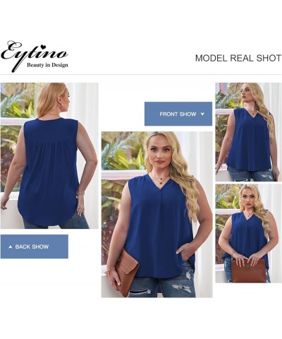 Womens Plus Size Tops Casual V Neck Smocked Long Sleeve/Sleeveless Blouse Dressy Work Shirts(1X-5X) D Blue $16.19 Blouses