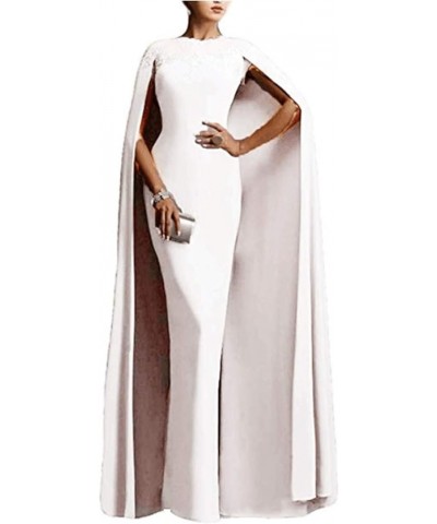 Women's Mermaid Long Formal Gown Prom Evening Dresses with Cape White $49.47 Dresses