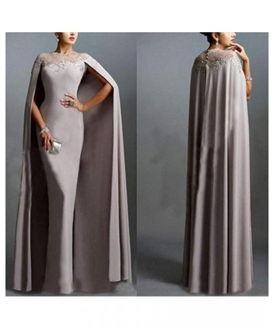 Women's Mermaid Long Formal Gown Prom Evening Dresses with Cape White $49.47 Dresses