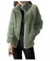 Plush Winter Jackets For Women Zipper Pockets Solid Warm Coats Long Sleeves Fleece Winter Cardigan Fashion Outwear Green $11....