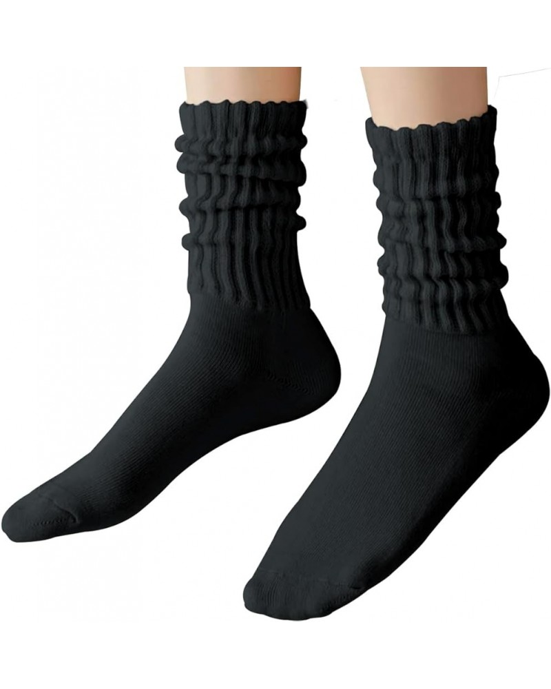 Women Slouch Socks Knit Mid Calf Rib Tube Scrunchy Slouchy Crew Socks Black $8.11 Activewear