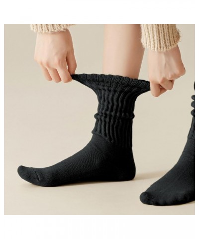 Women Slouch Socks Knit Mid Calf Rib Tube Scrunchy Slouchy Crew Socks Black $8.11 Activewear