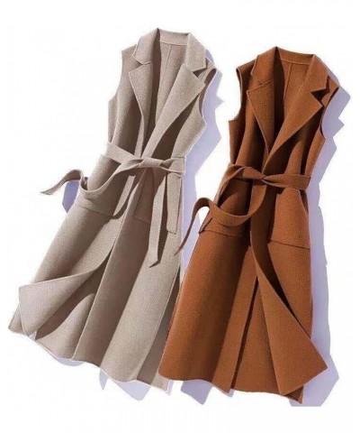 Women's Autumn And Winter Vest Woolen Solid Color Strap Personality Long Vest Jacket Women Winter Coat Wool Thick Khaki $4.38...