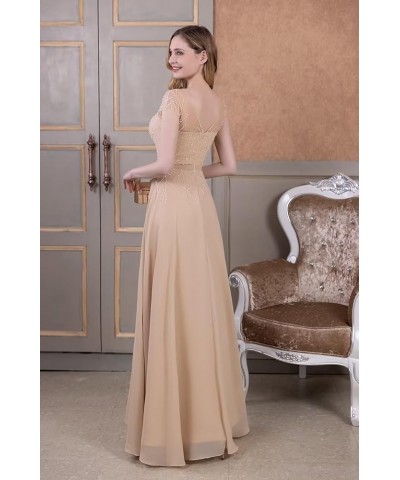 Beaded Mother of The Bride Dresses for Wedding with Sleeves Chiffon Lace Appliques Formal Evening Party Gowns Gold $33.75 Dre...