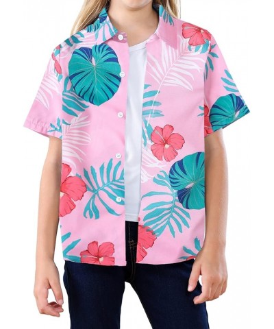 Girls & Womens Hawaiian Shirts Short Sleeve Summer Button Down Tropical Shirts, 2 Years - 2XL Youth Hawaiian Pink $9.54 Blouses