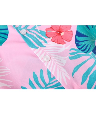 Girls & Womens Hawaiian Shirts Short Sleeve Summer Button Down Tropical Shirts, 2 Years - 2XL Youth Hawaiian Pink $9.54 Blouses