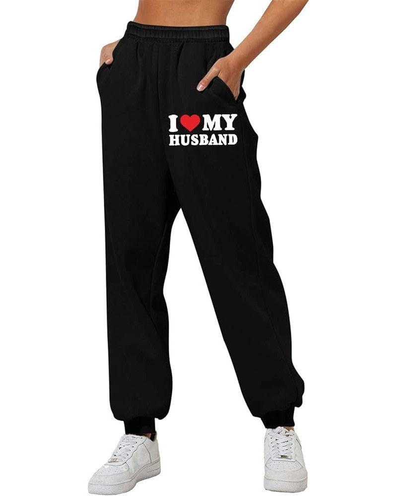 I Love My Boyfriend Sweatpants High Waist Elastic Straight Legs Plus Size Casual Sports Sweatshirt Pants Ca-black $14.55 Acti...