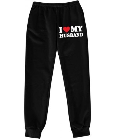 I Love My Boyfriend Sweatpants High Waist Elastic Straight Legs Plus Size Casual Sports Sweatshirt Pants Ca-black $14.55 Acti...