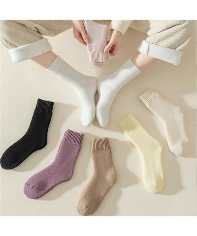 5 Pairs Womens Wool Socks Thick Warm Cozy Crew Socks Winter Socks Boot Socks Thermal Gifts Socks One Size Pinkish Pink + Blue...