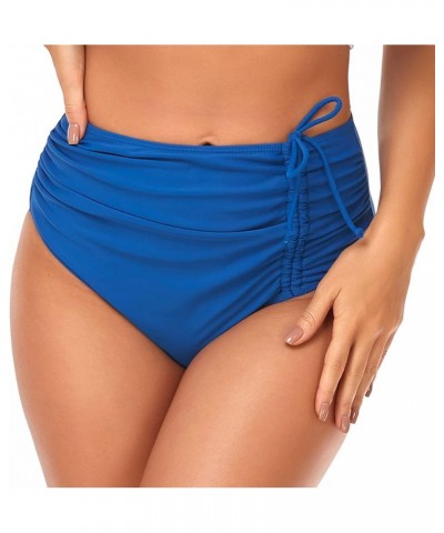 Women's V Cut Front Cheeky High Cut Ruched Swim Bikini Bathing Suit Bottoms Royal Blue-833 $11.19 Swimsuits