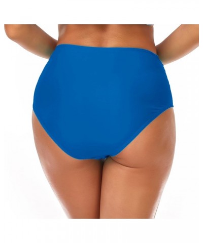 Women's V Cut Front Cheeky High Cut Ruched Swim Bikini Bathing Suit Bottoms Royal Blue-833 $11.19 Swimsuits