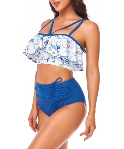 Women's V Cut Front Cheeky High Cut Ruched Swim Bikini Bathing Suit Bottoms Royal Blue-833 $11.19 Swimsuits